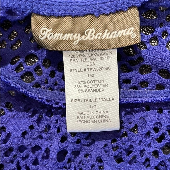 TOMMY BAHAMA Elegant Blue Lace Women's Top SZ Lg - Picture 5 of 5